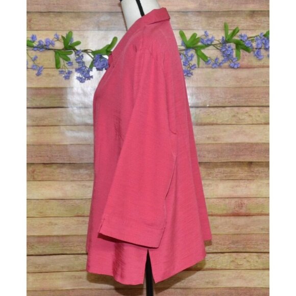 Alfred Dunner Womens Pink Button Up 3/4 Sleeve Blouse Top Plus Size 20W Career - Picture 4 of 9